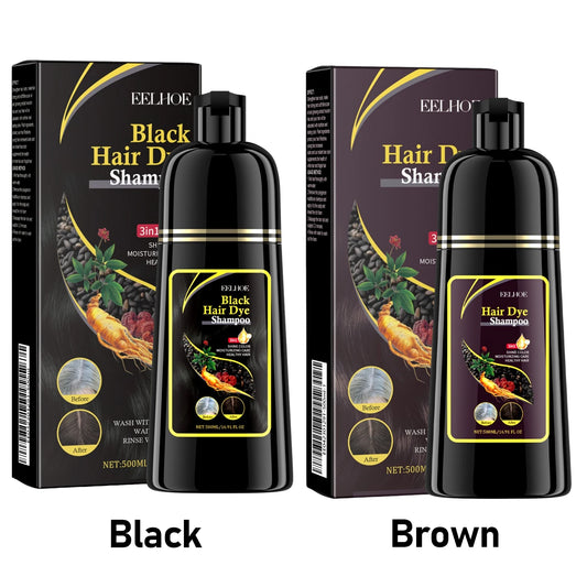 Long Lasting Hair Color Shampoo 3 in 1 Black Hair Dye Shampoo for Women&Men Natural Herbal Safety Cover White Gray Hair Cream